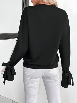 Elodie - Colour Block Sweatshirt met Bloemenkant