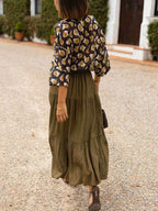 Modieuze casual rok met elastische gesmokte taille