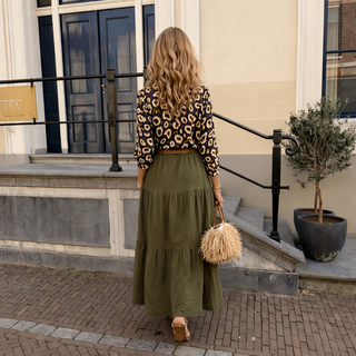 Modieuze casual rok met elastische gesmokte taille