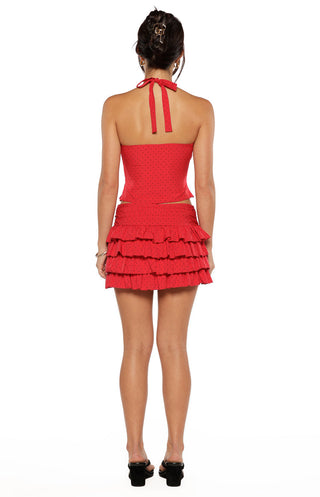 Minifalda de gasa roja con lunares Beau