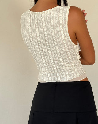 Gionella - Elegante Mouwloze Kanten Top met Asymmetrische Zoom