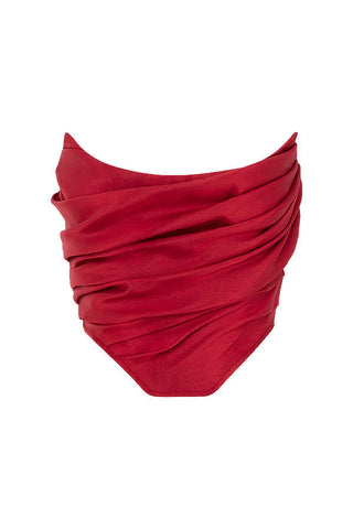 Giacinta - Elegant Rood Gedrapeerd Taft Korset