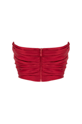 Giacinta - Elegant Rood Gedrapeerd Taft Korset