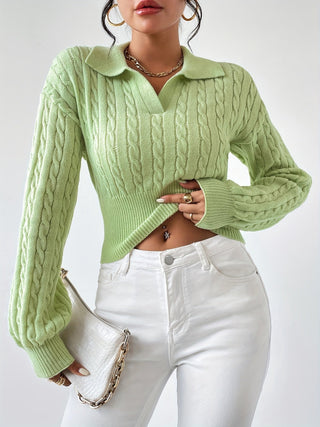 Giralda - Gedraaide Gebreide Top met Kraag