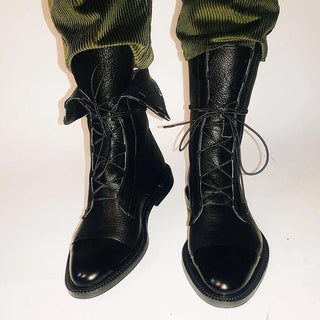 Gabriela | Botas De Cuero Sintético Negro De Alta Calidad