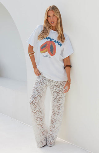 Pantalones de encaje blanco de Jev