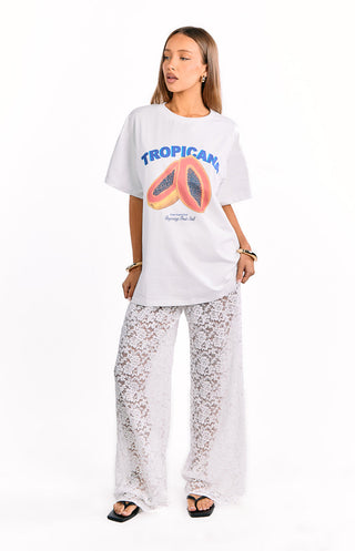 Pantalones de encaje blanco de Jev