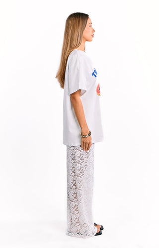 Pantalones de encaje blanco de Jev