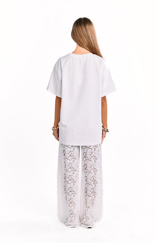 Pantalones de encaje blanco de Jev