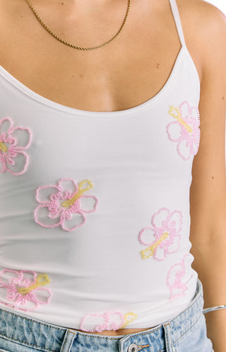 Top blanco con cuentas de Mallorie