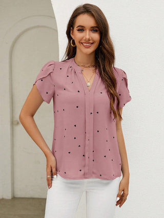 Luna - Charmante Blouse met Hartjesprint en V-Hals voor Dames