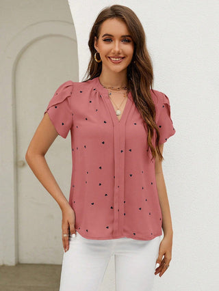 Luna - Charmante Blouse met Hartjesprint en V-Hals voor Dames
