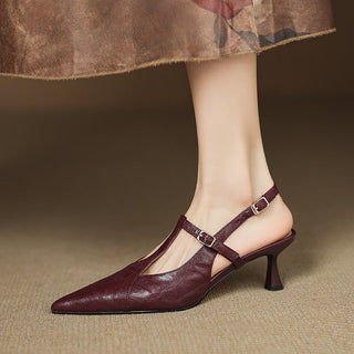 Tacones Altos de Cuero Noir Auténtico