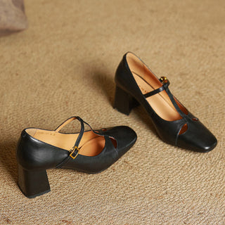 Elora Tacones Altos de Cuero Auténtico