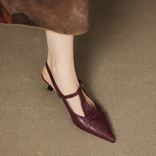 Tacones Altos de Cuero Noir Auténtico