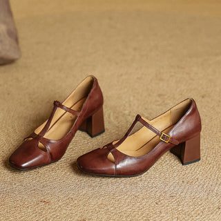Elora Tacones Altos de Cuero Auténtico