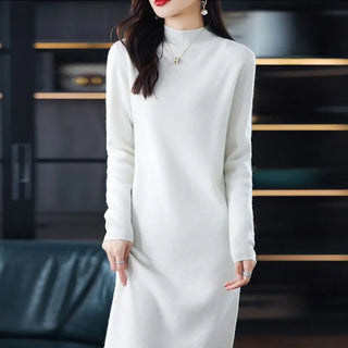 Lucía | Vestido Gris Largo de Algodón Cálido, Suave e Ideal para la Noche