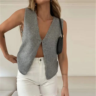 Gonda - Grijze Mouwloze Vest Top