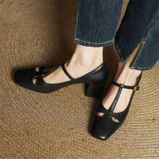Elora Tacones Altos de Cuero Auténtico