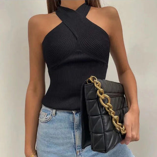 Geralie - Elegante Top met Gekruiste Band