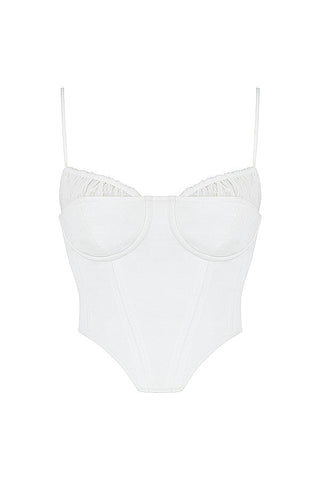 Helvianne - Wit Korset Top met Ruches
