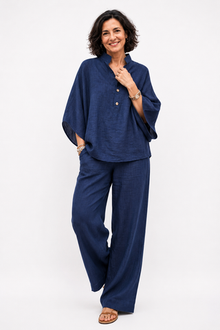 Maribel™ | Conjunto de lino con mangas murciélago y pantalón ancho