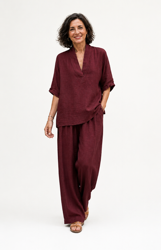 Alba | Conjunto de dos piezas: Camisa de estilo relajado y pantalón de pernera ancha