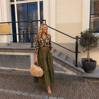 Modieuze casual rok met elastische gesmokte taille