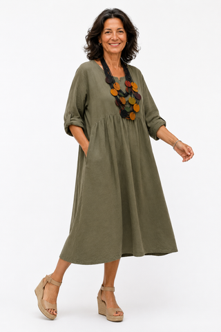 MANDIRA | Vestido de algodón y lino