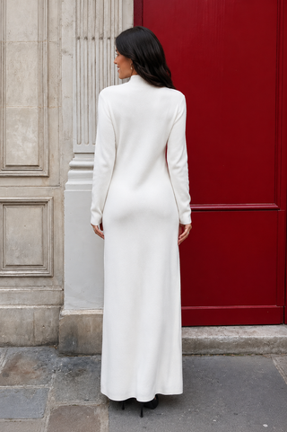 Lucía | Vestido Blanco Largo de Algodón Cálido, Suave e Ideal para la Noche