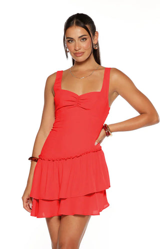 Minivestido rojo con volantes de Little Lies
