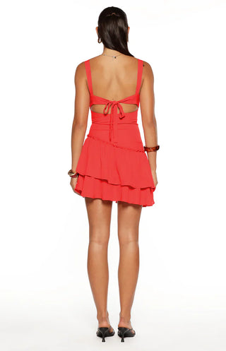 Minivestido rojo con volantes de Little Lies