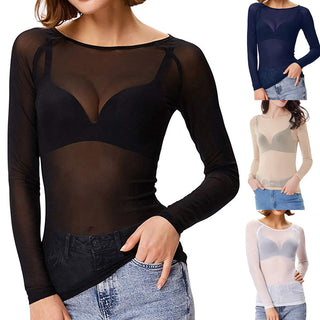 Naïa – Dames mesh top met lange mouwen